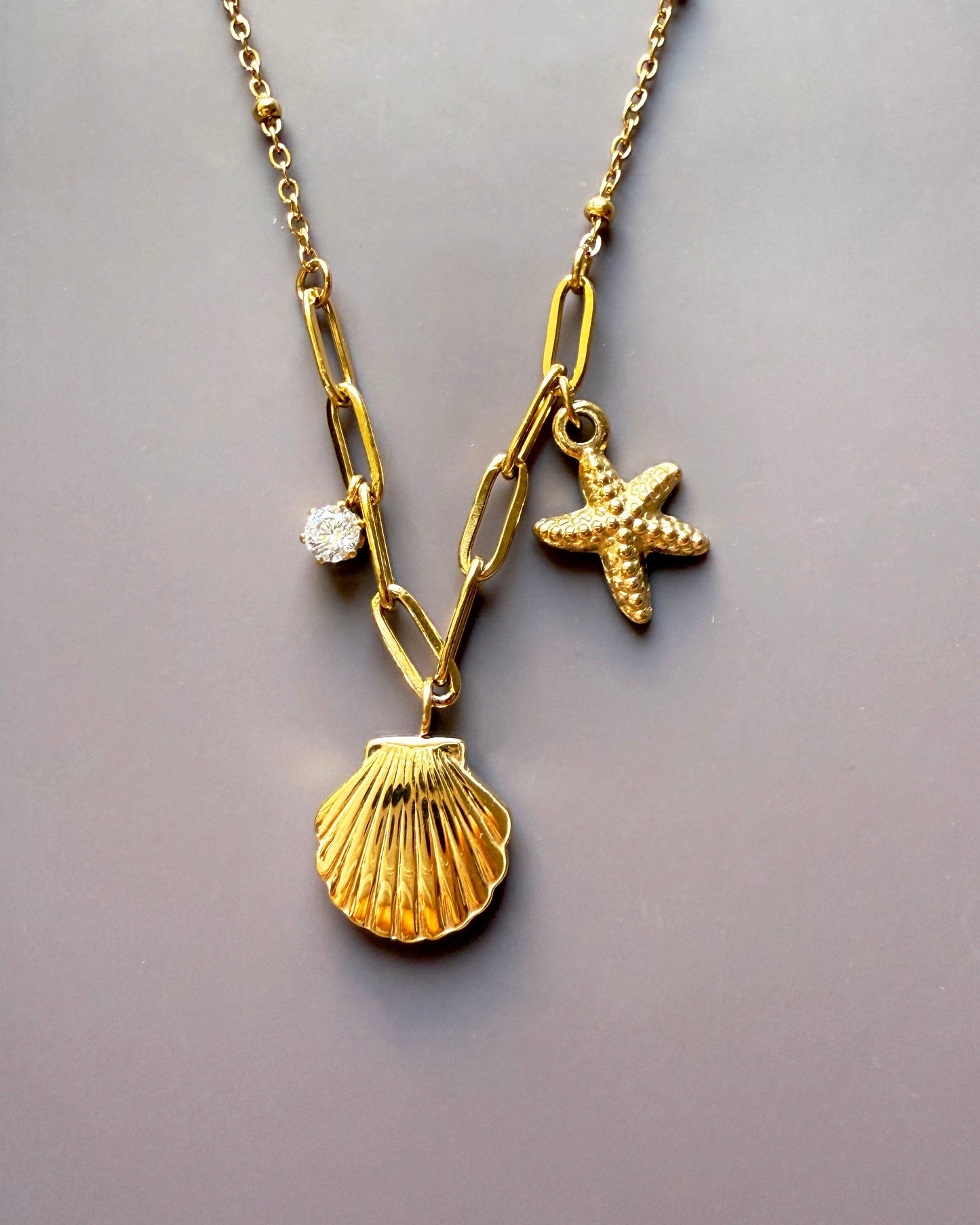 Starfish Shell Charm Necklace