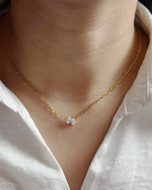 Tear Pendant Paper Clip Necklace