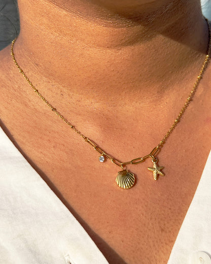 Starfish Shell Charm Necklace