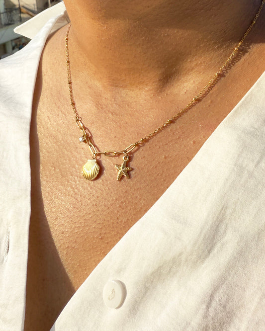 Starfish Shell Charm Necklace