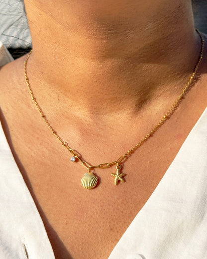 Starfish Shell Charm Necklace