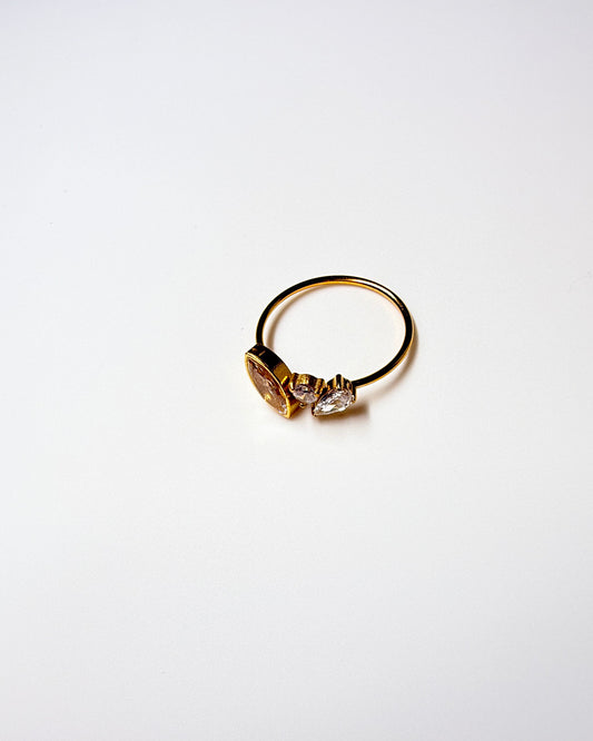 Leaf Oval Drop Ring