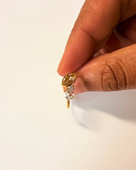 Leaf Oval Drop Ring